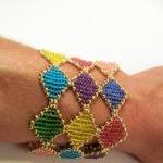 Stained Glass Bracelet Cuff Pattern, Beading..