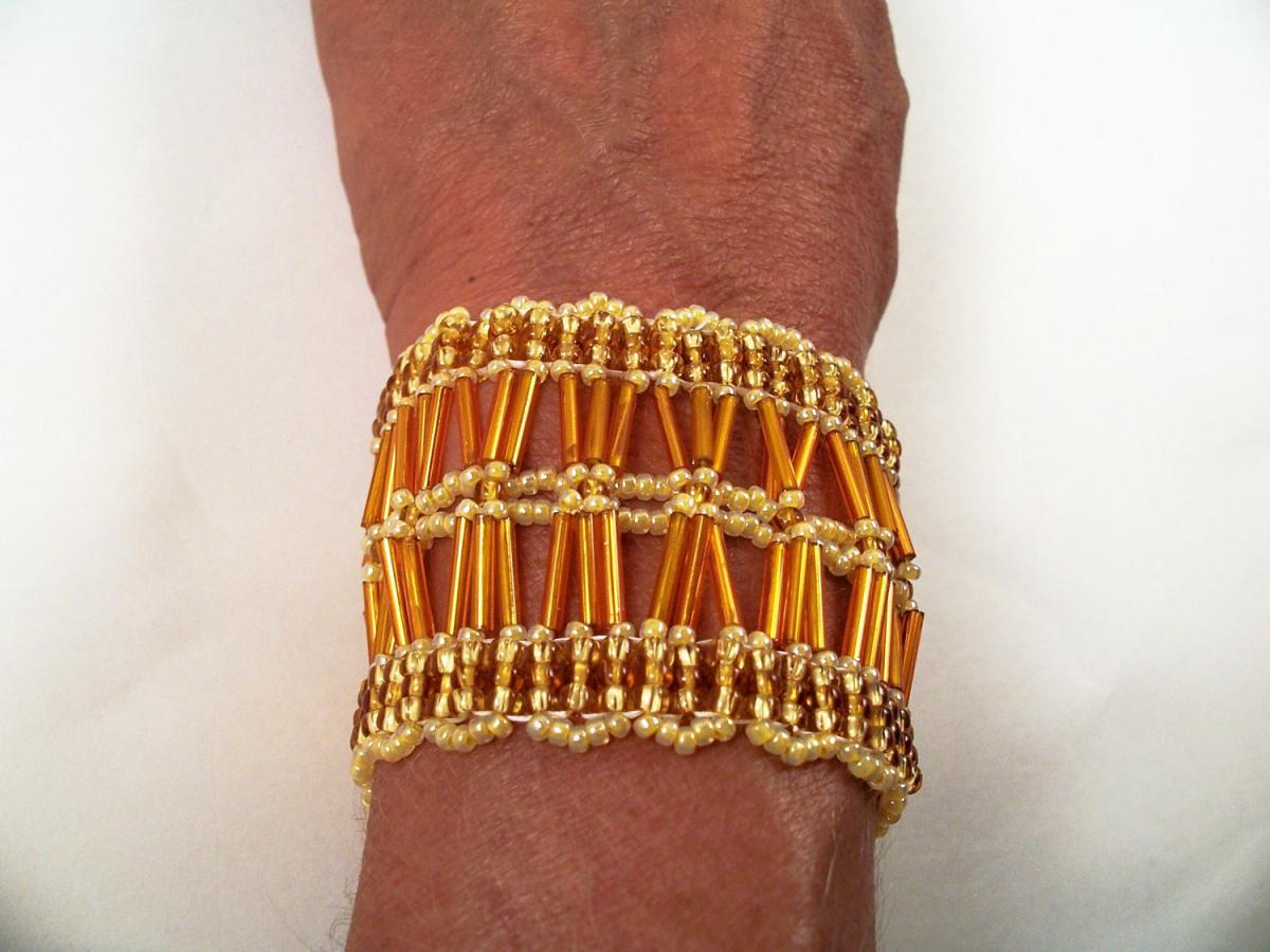 Cluster Of Bugle Beads Bracelet Pattern, Beading Tutorial In Pdf on Luulla