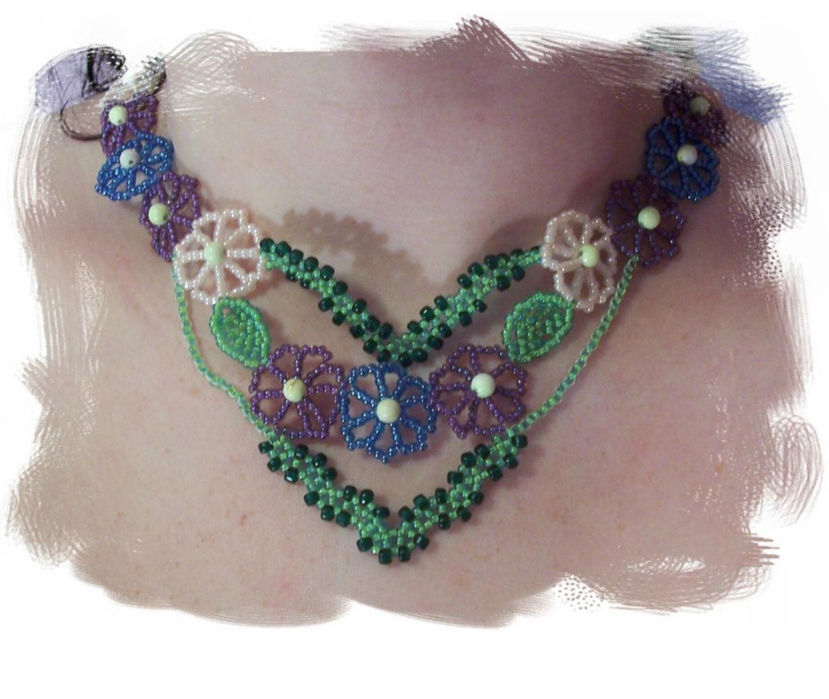 Garden Party Necklace Pattern, Beading Tutorial In Pdf