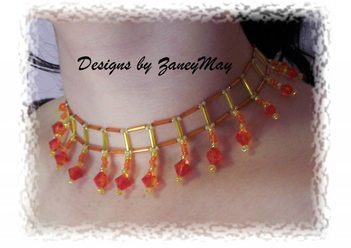 Fire Opal Necklace Pattern, Beading Tutorial In Pdf