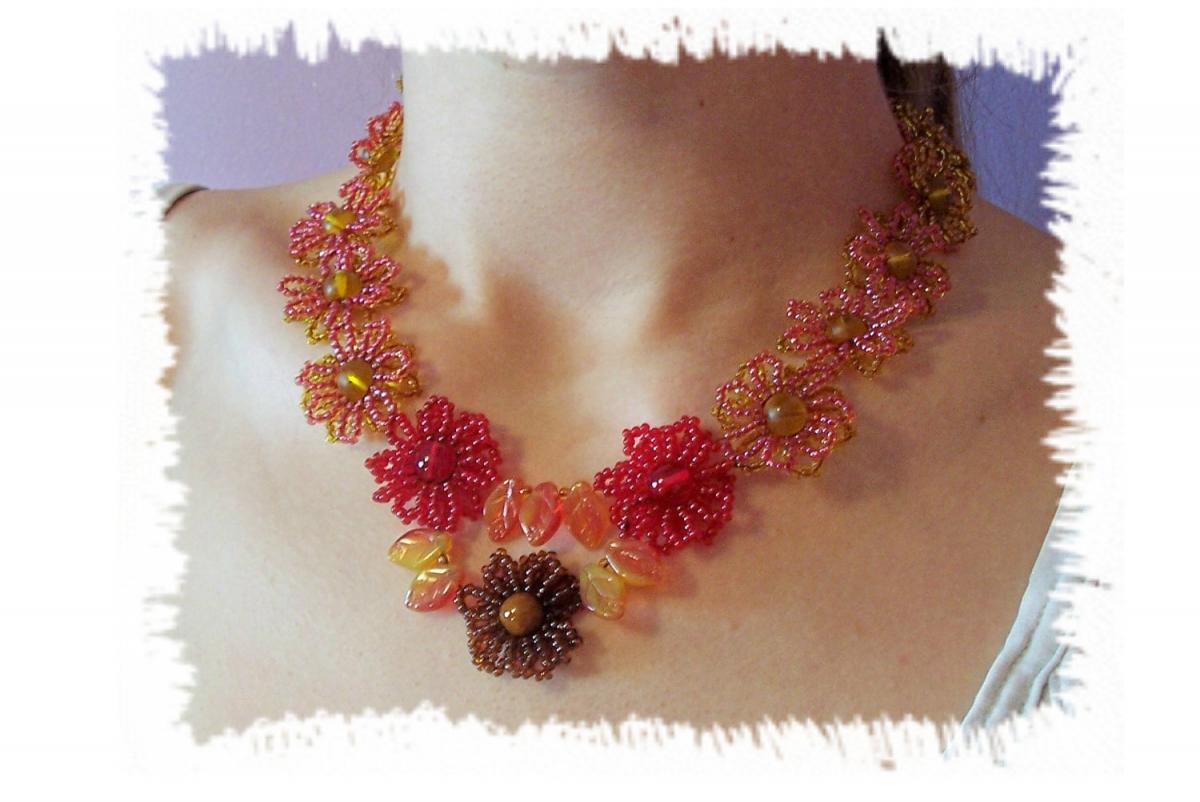 Fall Fantasy Necklace, Beading Tutroial In Pdf