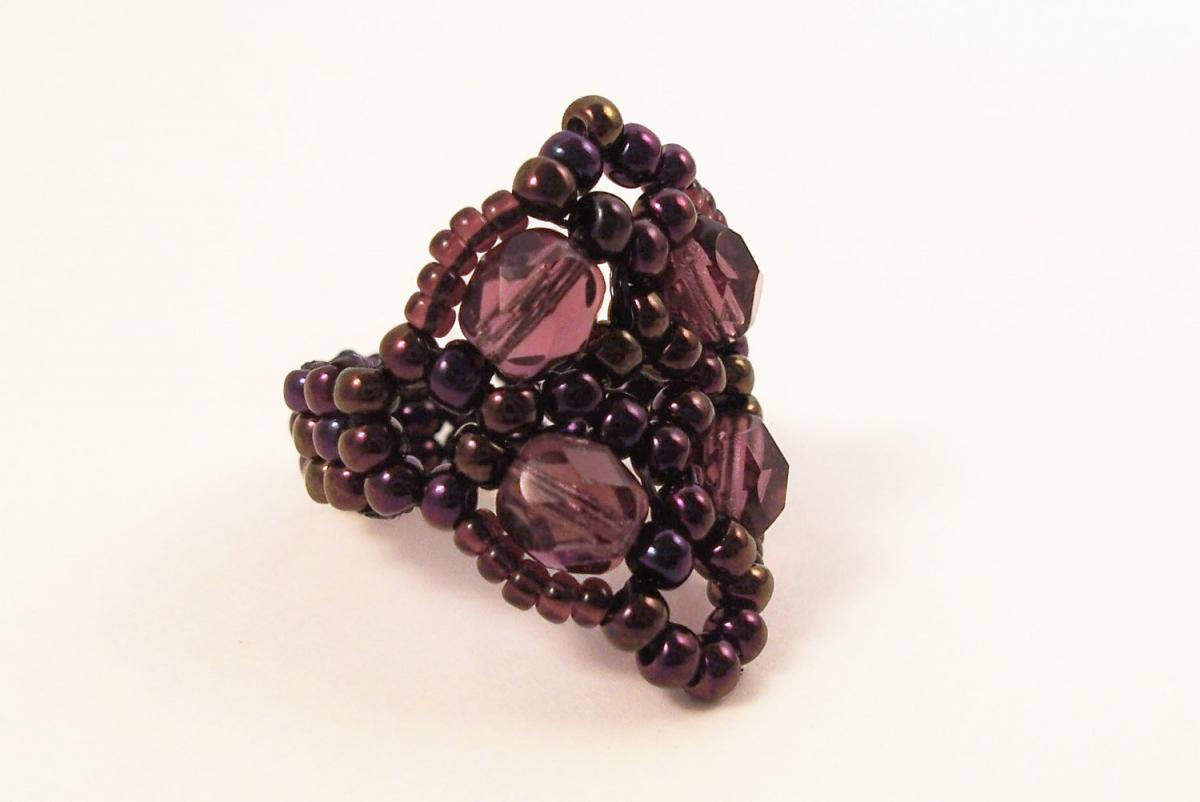 Fire Polished Cluster Ring, Beading Tutorial In Pdf