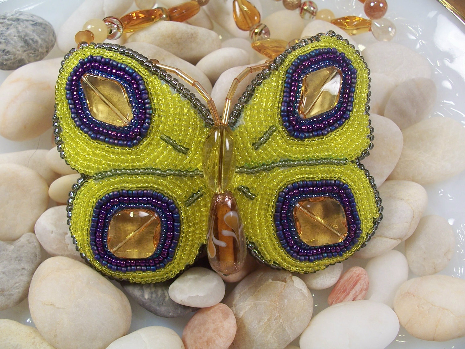 Butterfly Necklace Or Pin Beaded Embroidery Pattern, Beading Tutorial
